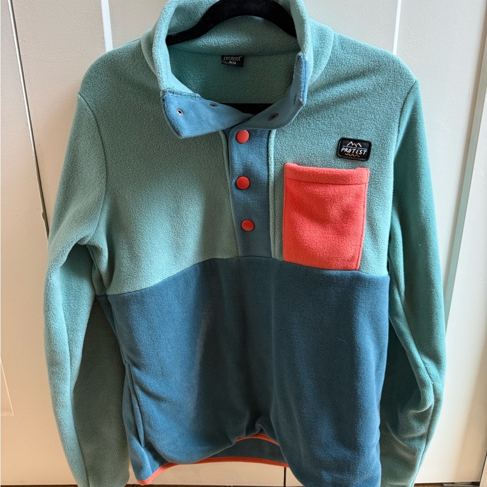 Women's Teal and Coral Ski Jacket - Picture 2 of 7